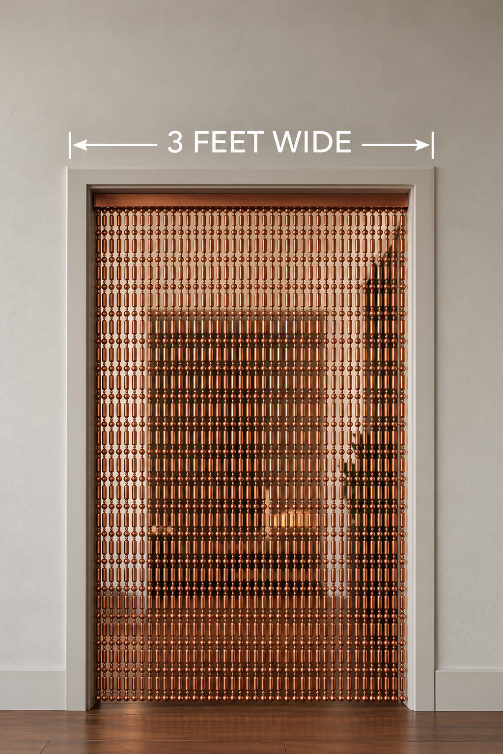 3 Feet Wide Metal Ball Chain Curtain – Ball-Bar Style with Straight Track