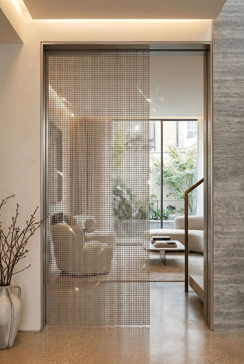 Metal Beaded Doorway Curtain | Faceted Ball Chain