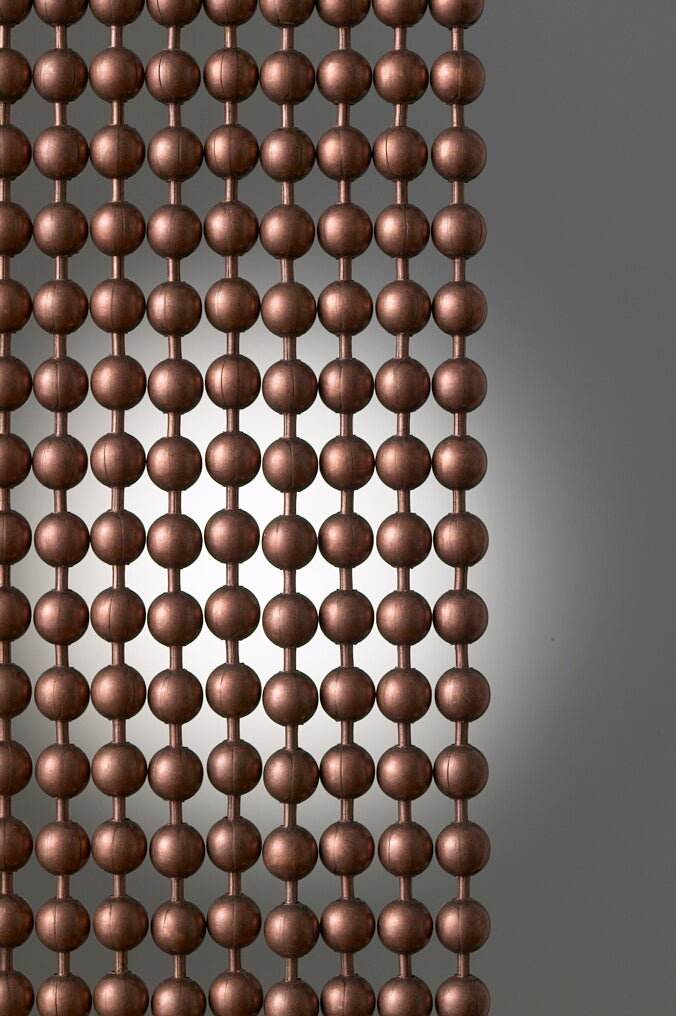 Mystic Red Round metal ball chain hanging vertically