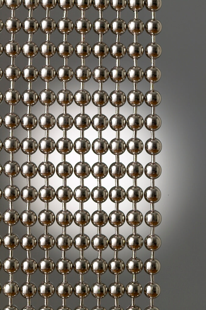Nickel Plated Steel Round metal ball chain hanging vertically